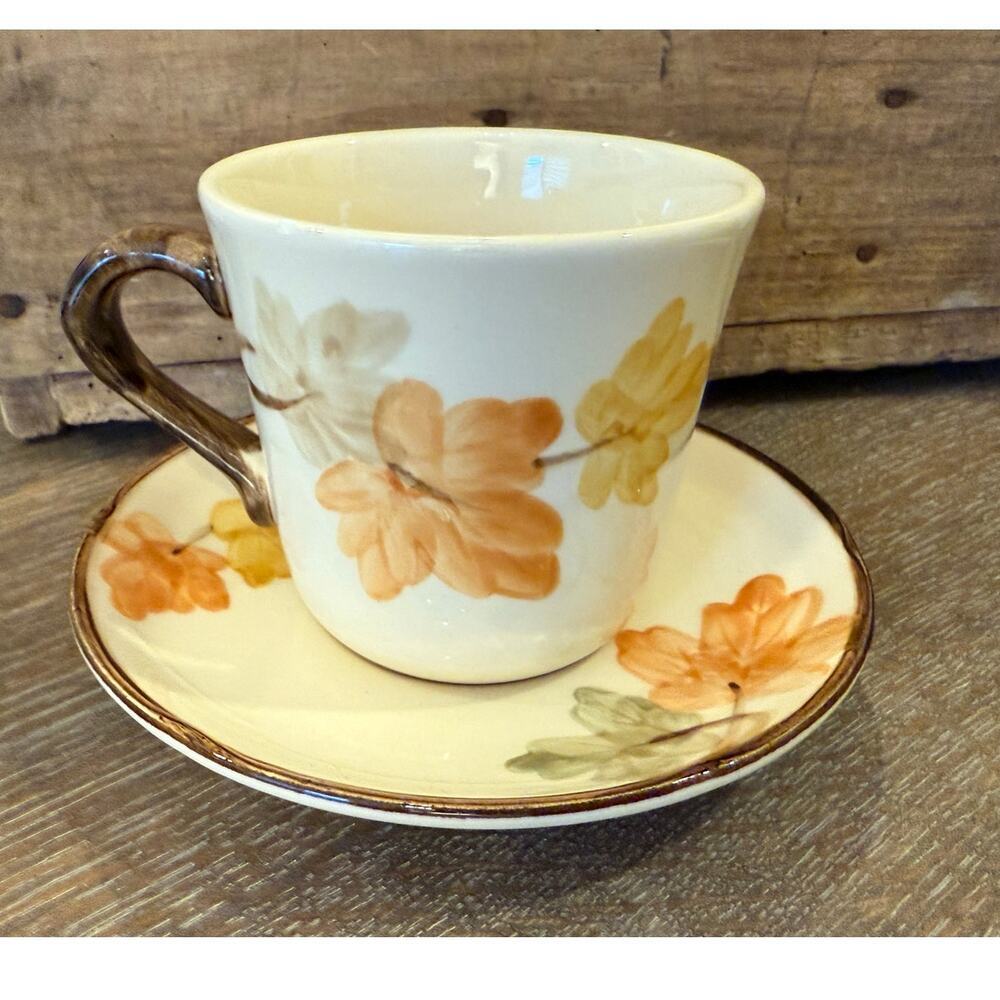 Vtg Franciscan October Autumn Leaves Coffee Tea Cup + Saucer Mug